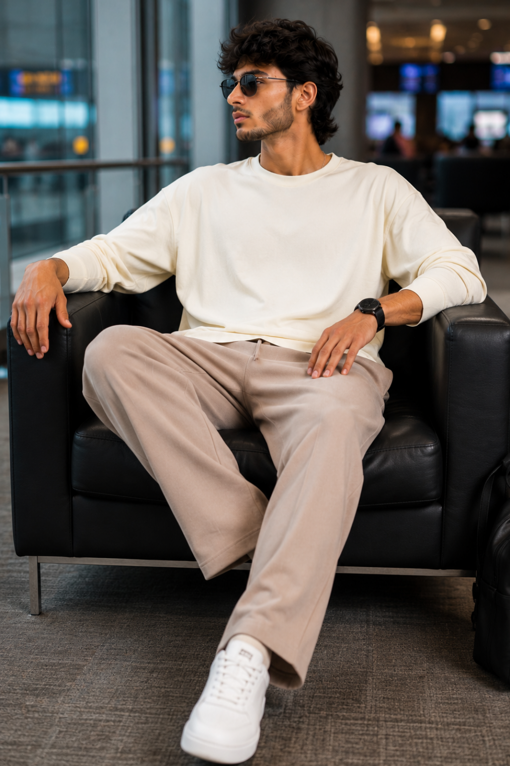 Mens relaxed fit beige
