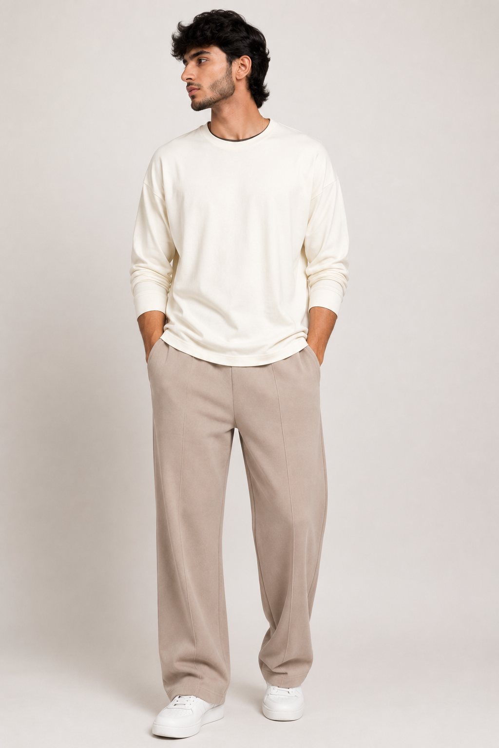 Mens relaxed fit beige