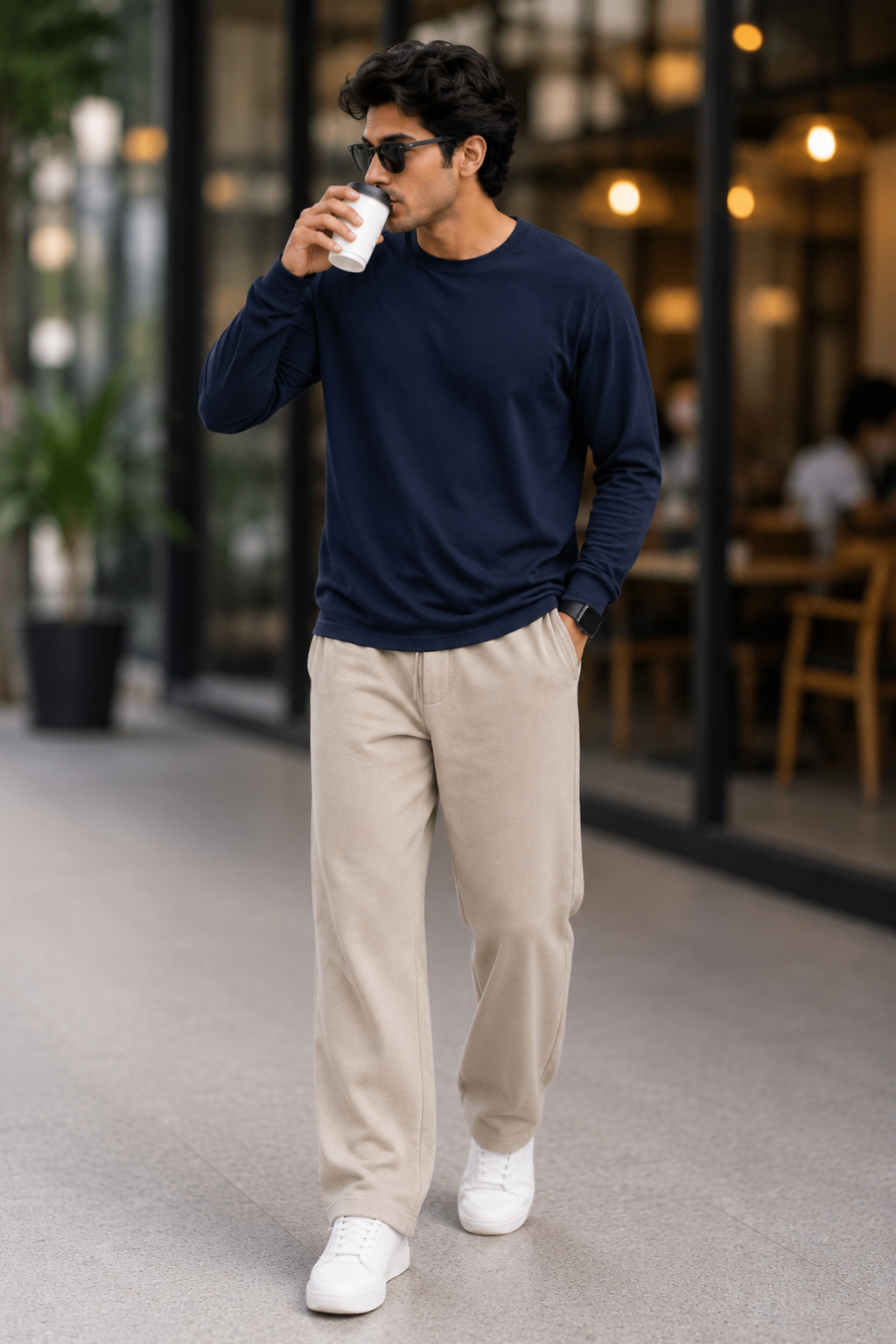 Mens Beige Jogger Regular Fit