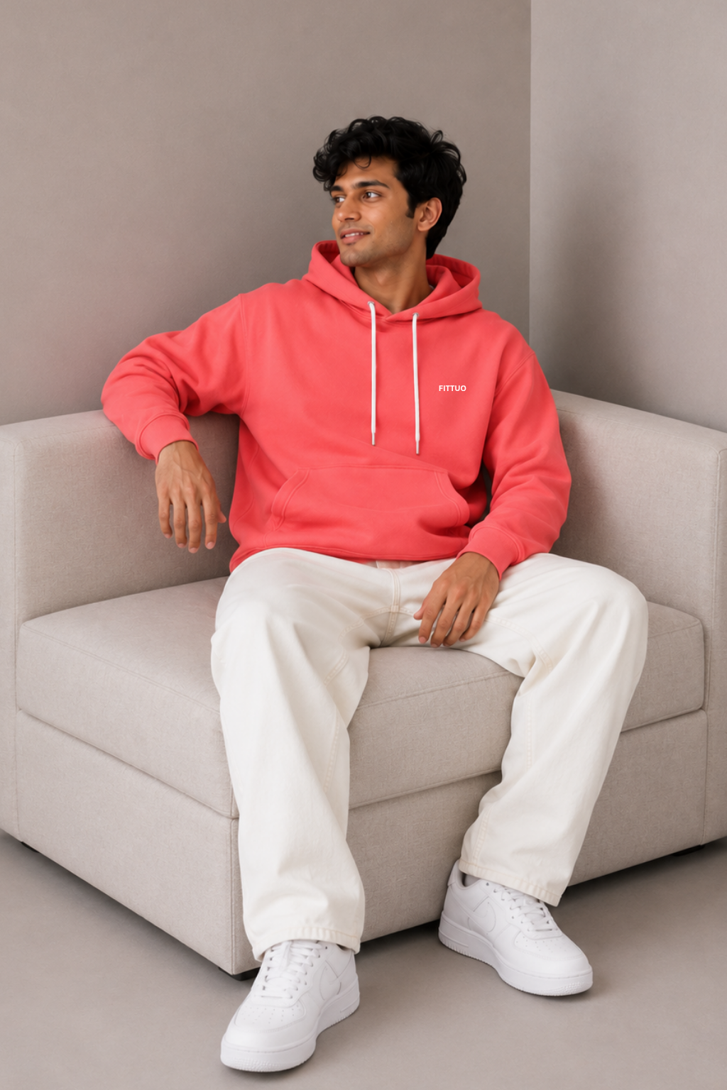 Mens Regular Fit Hoodie - Teal orange