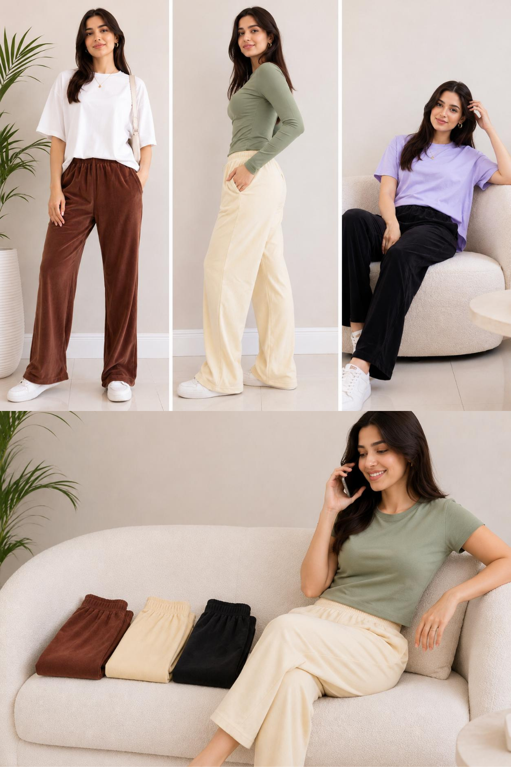 Ultra Comfort Wide Leg Pants | Pack of 3 Pieces