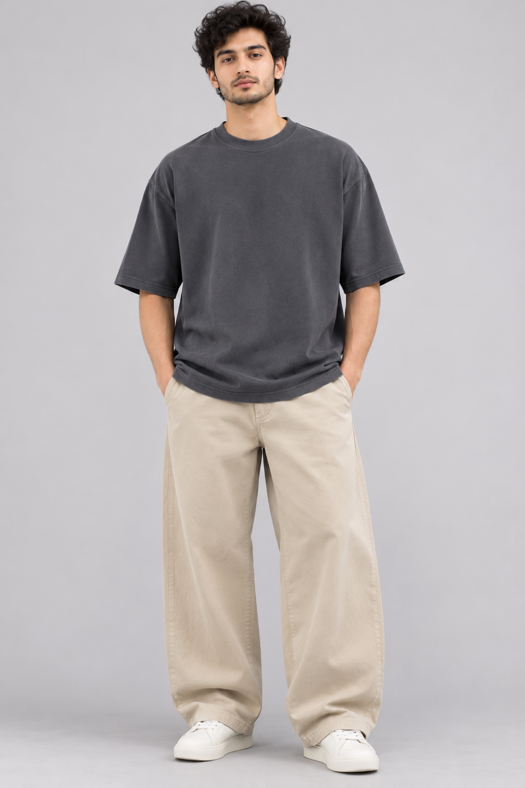 Oversized French Terry T-shirt – Charcoal
