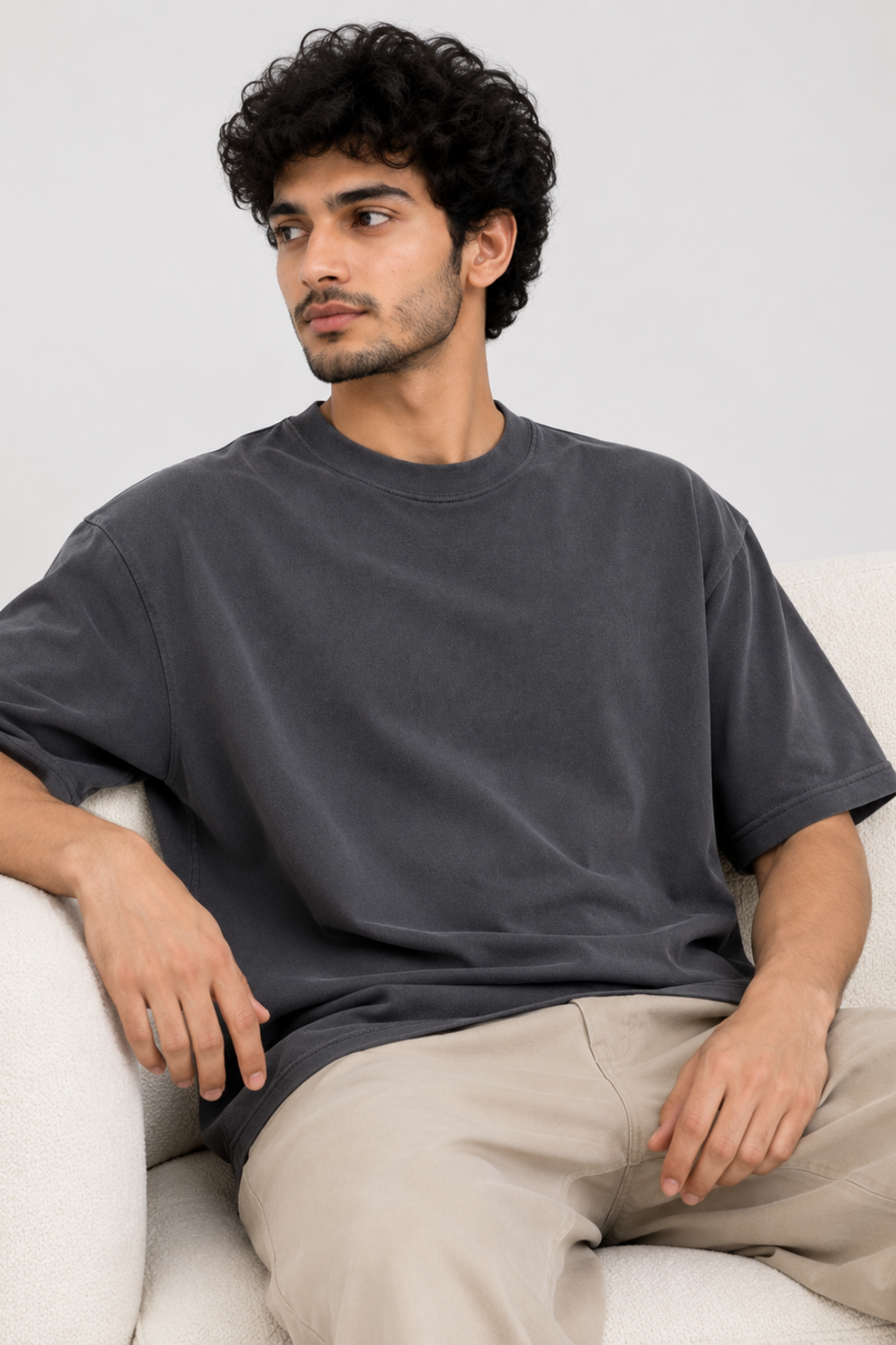 Oversized French Terry T-shirt – Charcoal