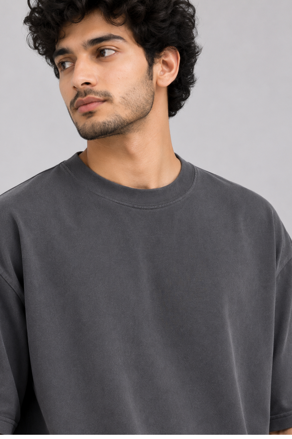 Oversized French Terry T-shirt – Charcoal