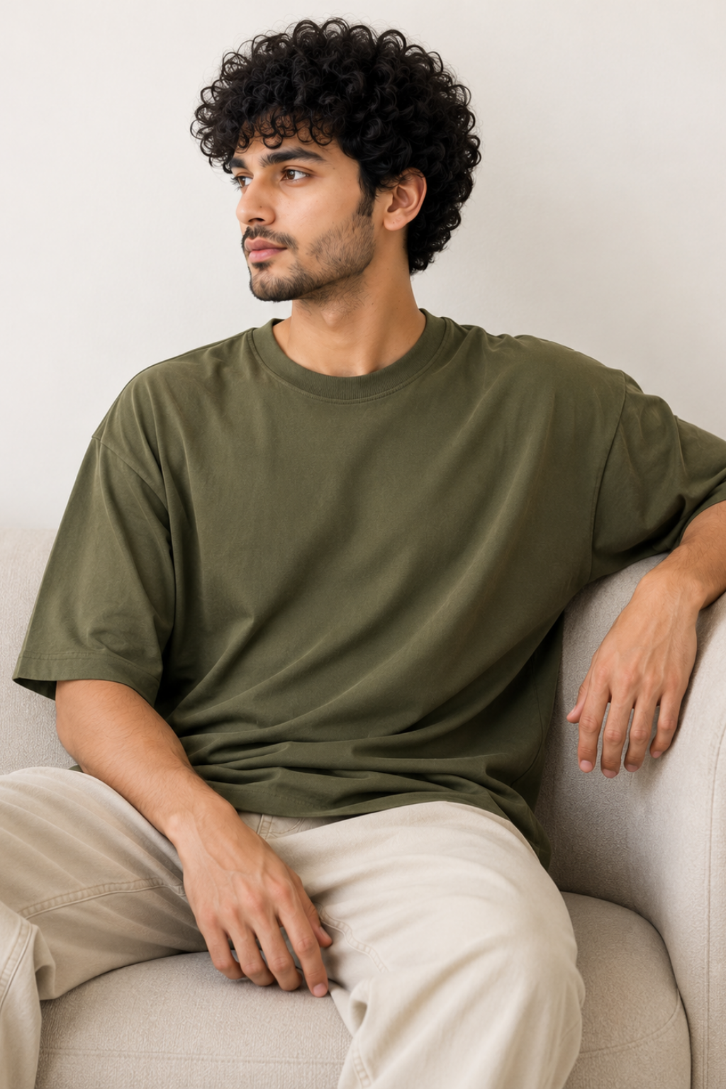 Oversized French Terry T-shirt – Olive