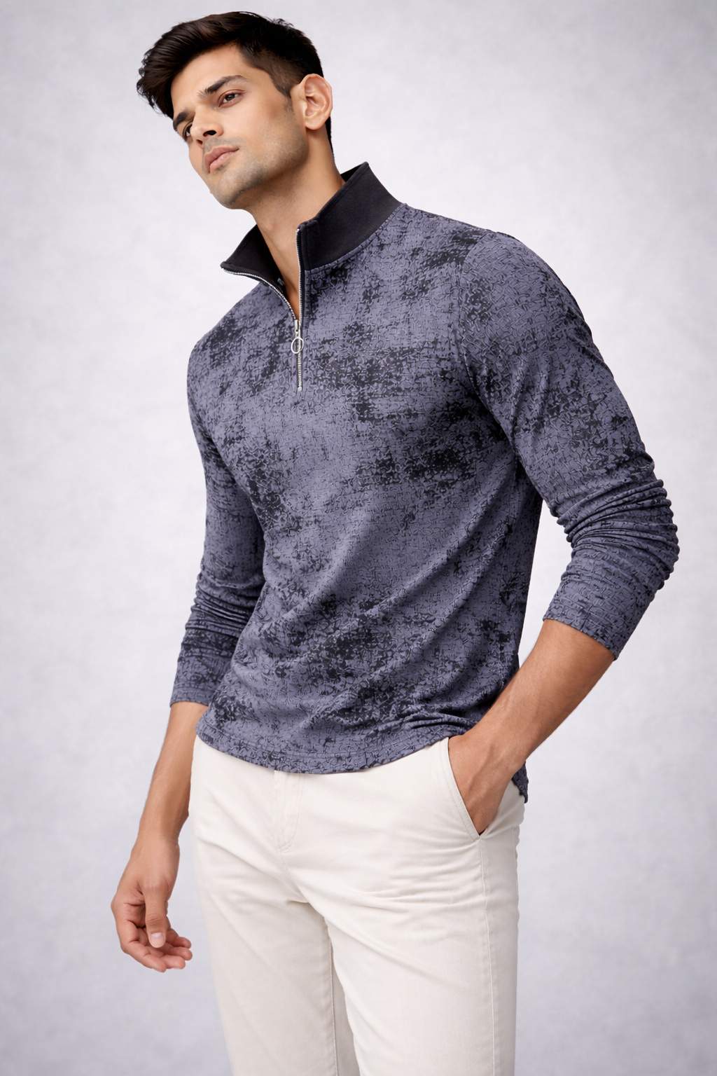 Mens full sleeve zipper t-shirt