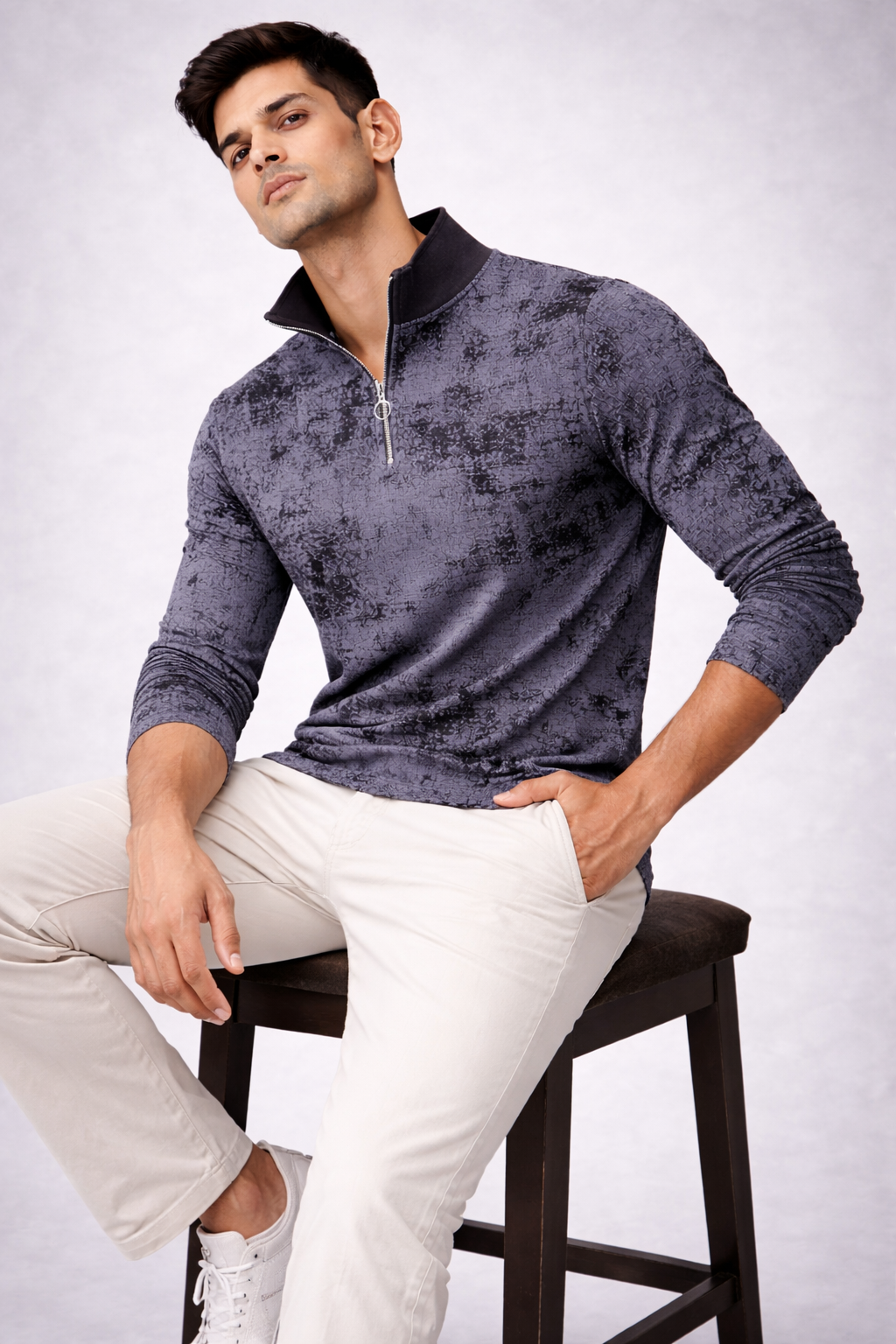 Mens full sleeve zipper t-shirt