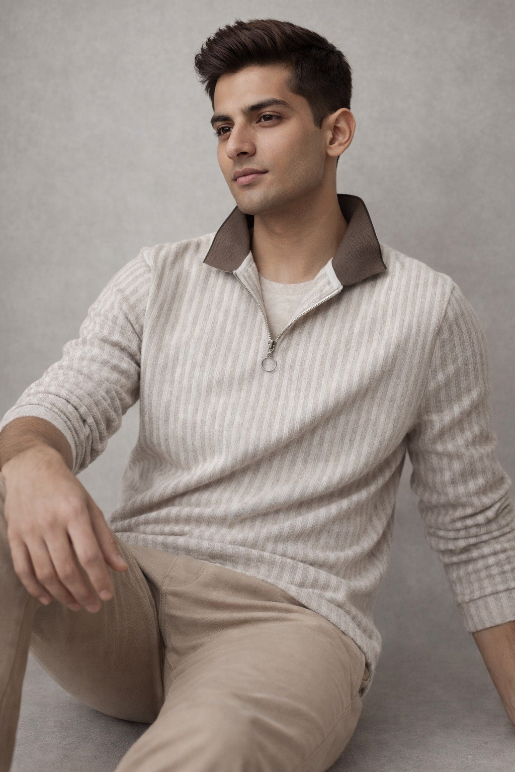 Mens full sleeve zipper t-shirt