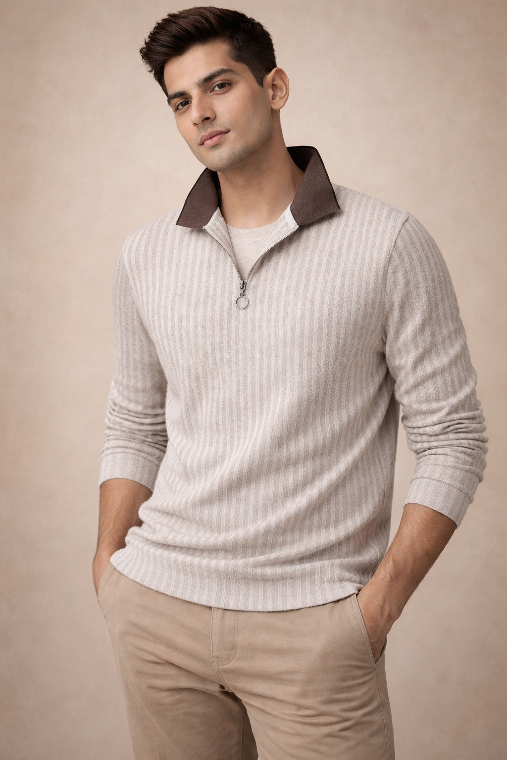 Mens full sleeve zipper t-shirt