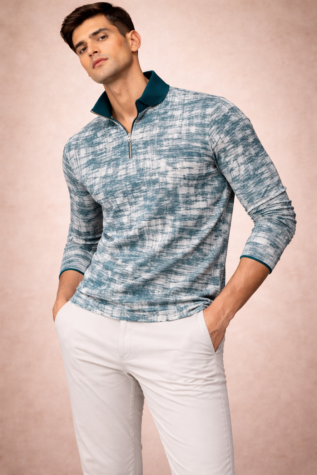 Mens full sleeve zipper t-shirt