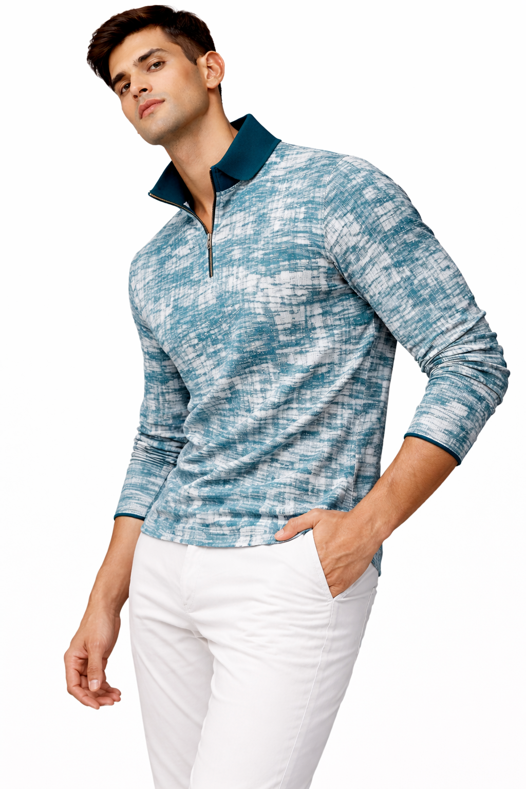 Mens full sleeve zipper t-shirt