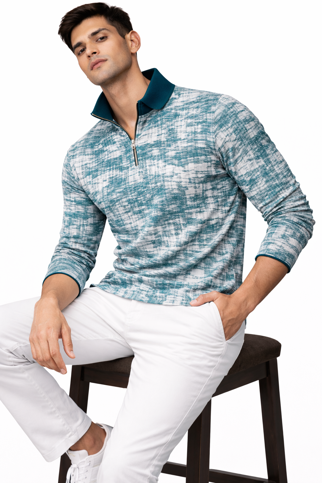 Mens full sleeve zipper t-shirt