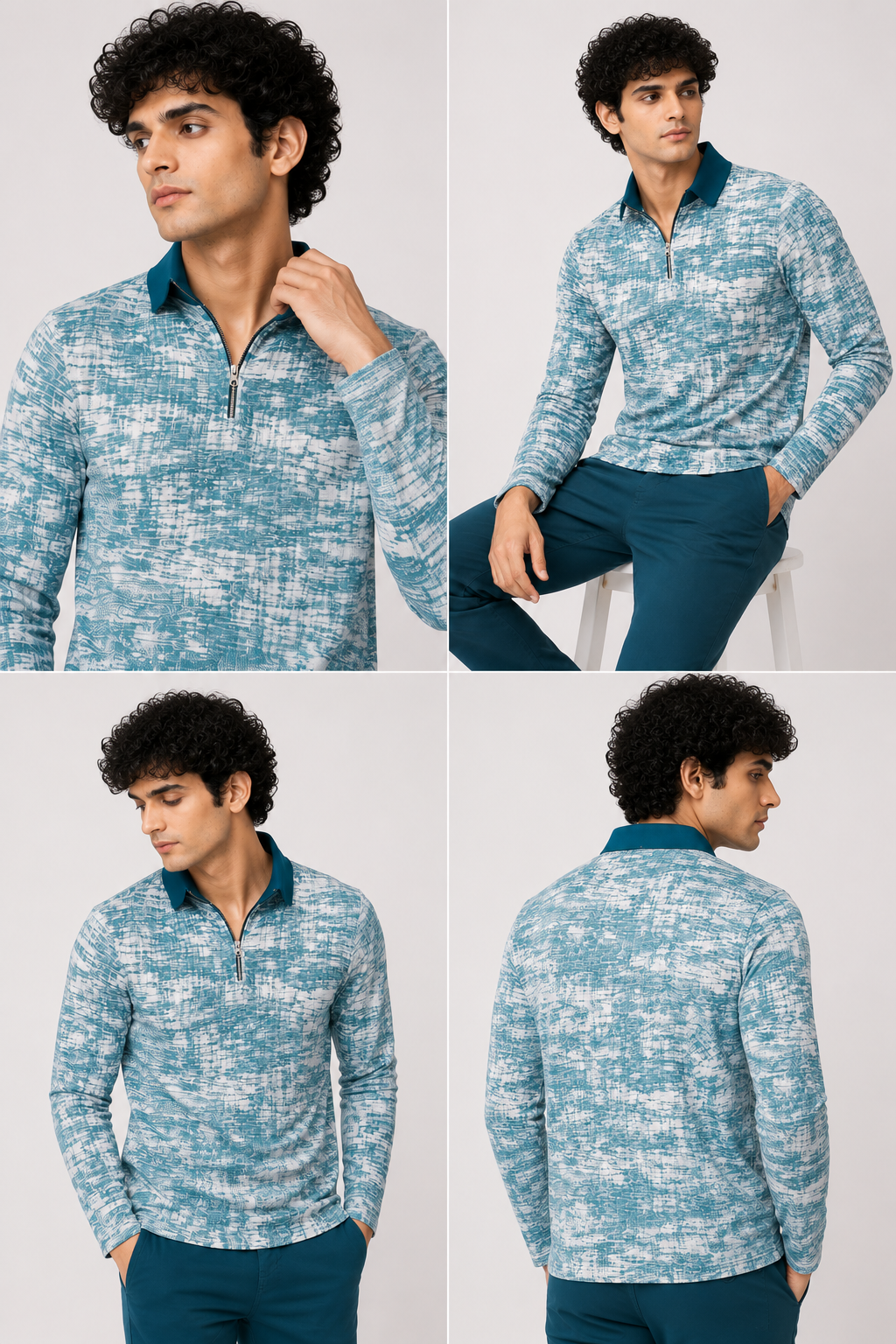 Mens full sleeve zipper t-shirt