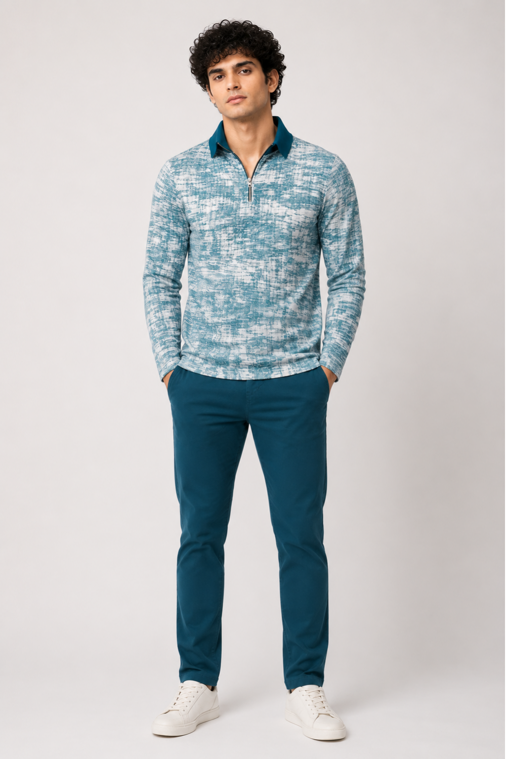 Mens full sleeve zipper t-shirt