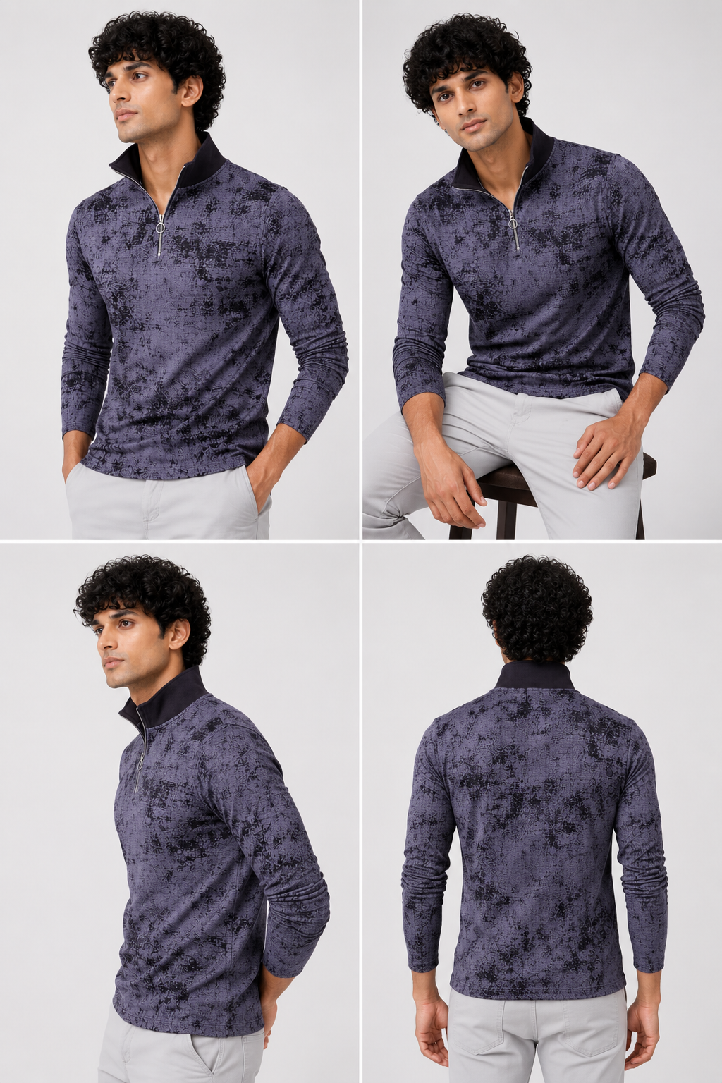 Mens full sleeve zipper t-shirt