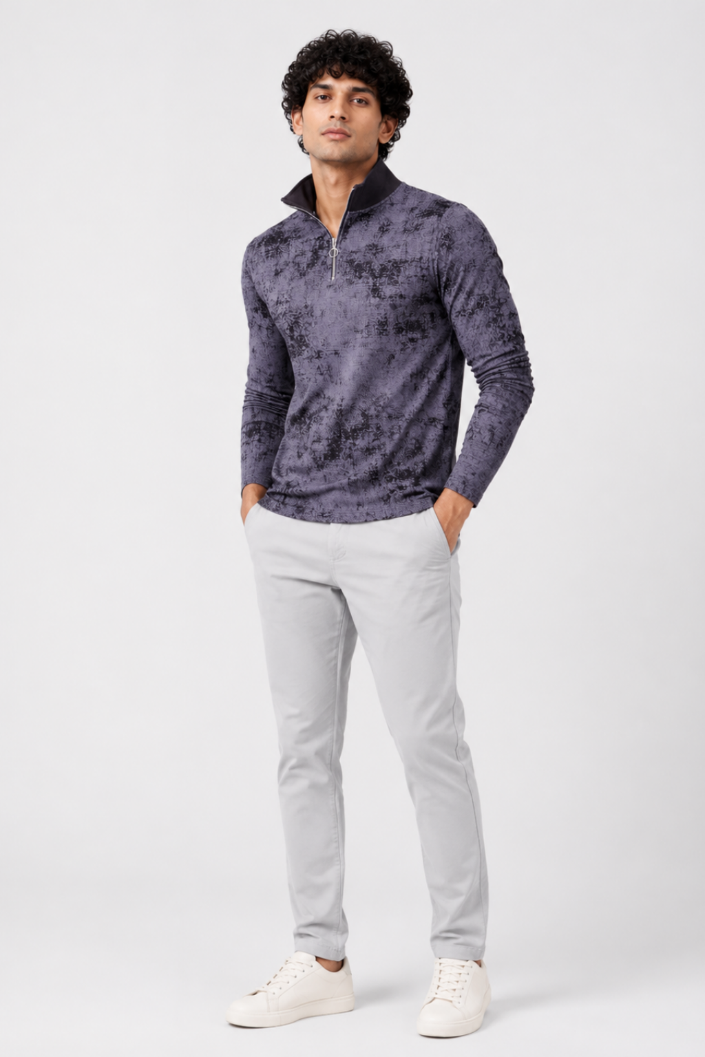 Mens full sleeve zipper t-shirt