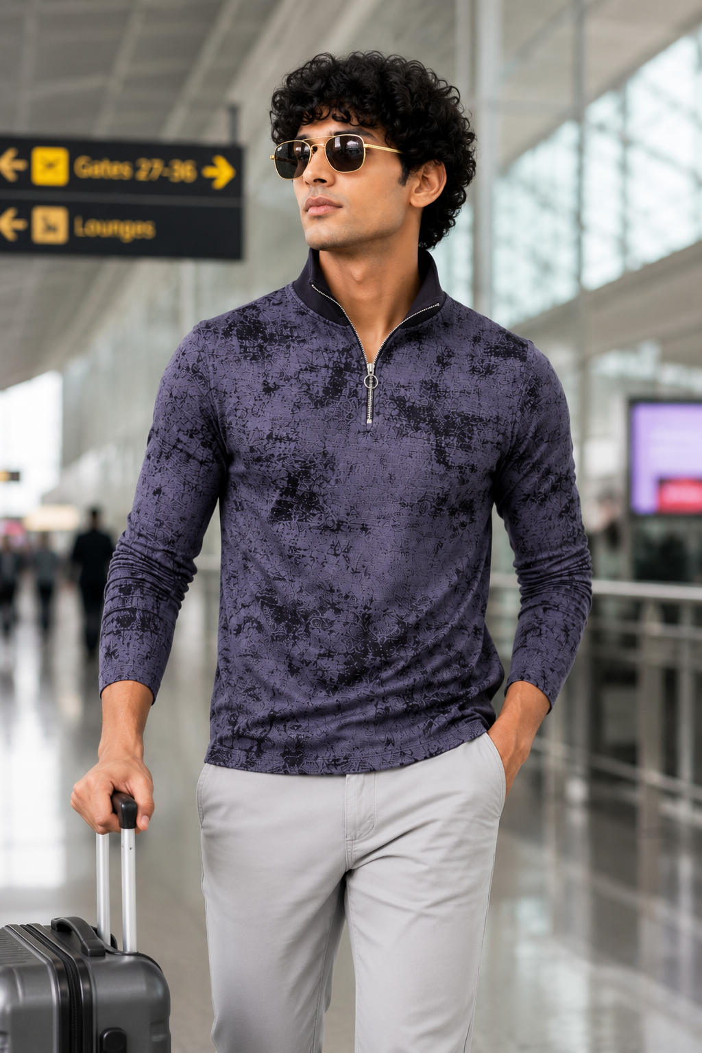 Mens full sleeve zipper t-shirt