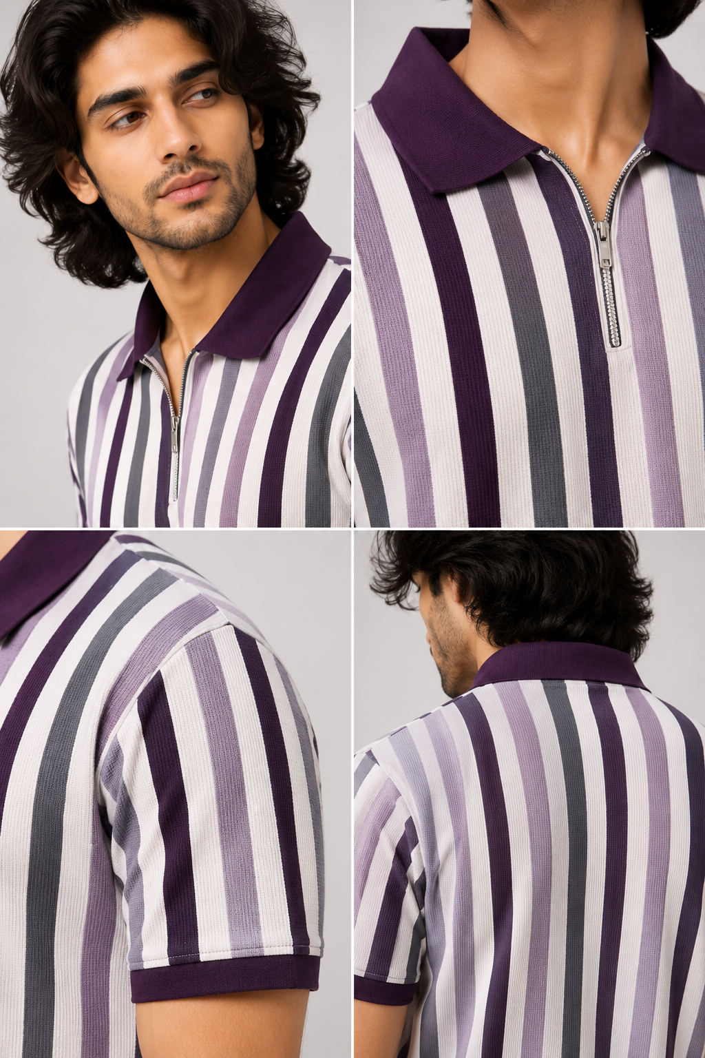 Mens half sleeve zipper t-shirt
