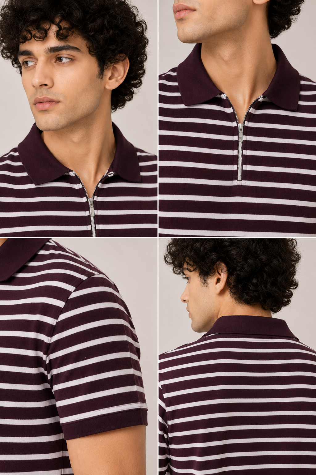 Mens half sleeve zipper t-shirt