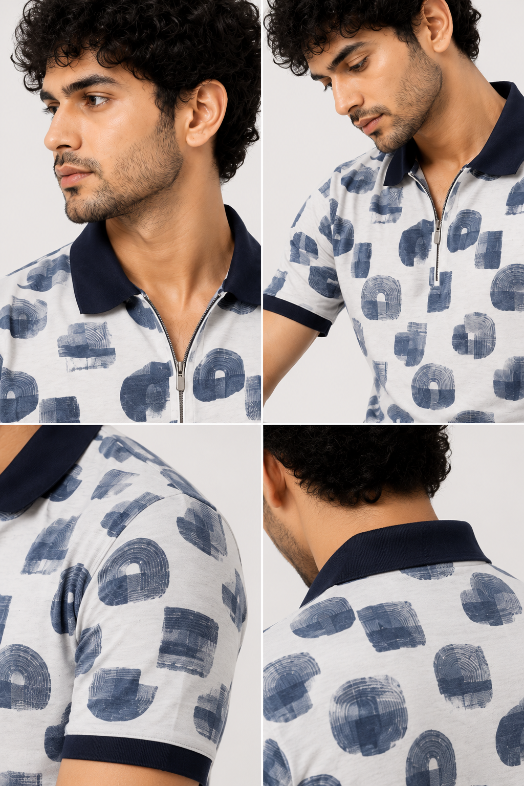 Mens half sleeve zipper t-shirt