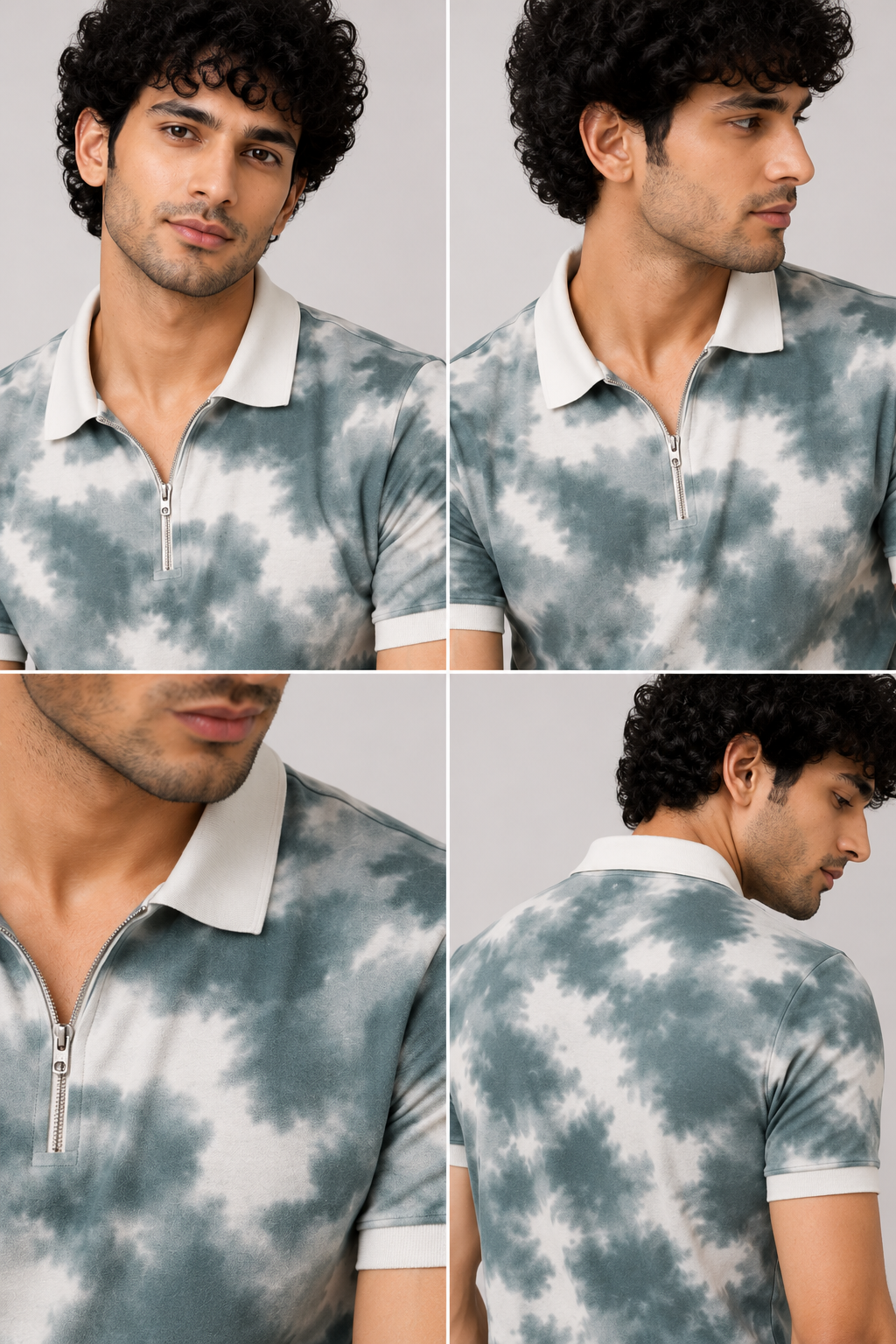 Mens half sleeve zipper t-shirt
